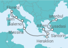 Reiseroute der Kreuzfahrt  Inseln & Metropolen: ab Rom nach Istanbul - NCL Norwegian Cruise Line