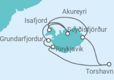 Reiseroute der Kreuzfahrt  Island zur Sonnenfinsternis - NCL Norwegian Cruise Line