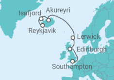 Reiseroute der Kreuzfahrt  Island, Vereinigtes Königreich - NCL Norwegian Cruise Line