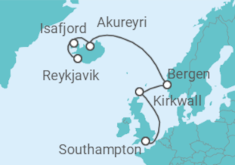Reiseroute der Kreuzfahrt  Reise durch das Nordmeer - NCL Norwegian Cruise Line