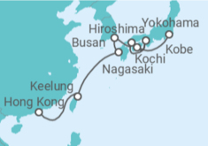 Reiseroute der Kreuzfahrt  14 Nächte - Japans große Schätze - ab Hongkong/bis Tokio - Mein Schiff