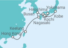 Reiseroute der Kreuzfahrt  14 Nächte - Japans große Schätze - ab Hongkong/bis Tokio - mit Flug - Mein Schiff