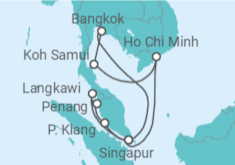 Reiseroute der Kreuzfahrt  14 Nächte - Faszination Südostasien - ab/bis Singapur - Mein Schiff