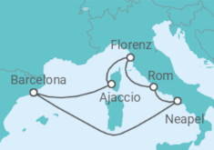 Reiseroute der Kreuzfahrt  Italien, Frankreich - Disney Cruise Line