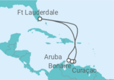 Reiseroute der Kreuzfahrt  Curaçao, Bonaire, San Eustaquio y Saba, Aruba - Holland America Line