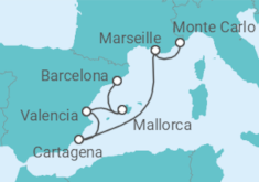 Reiseroute der Kreuzfahrt  Frankreich, Spanien - Silversea