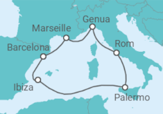 Reiseroute der Kreuzfahrt  Italien, Spanien, Frankreich Alles Inklusive - MSC Cruises