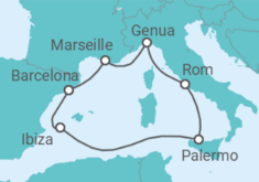 Reiseroute der Kreuzfahrt  Von der Provence zum Trevi Brunnen Alles Inklusive - MSC Cruises