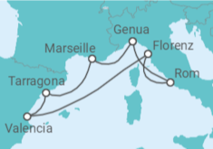 Reiseroute der Kreuzfahrt  Mittelmeerbrise - mit Flug - MSC Cruises