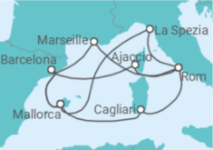 Reiseroute der Kreuzfahrt  Große Mittelmeer-Reise ab Mallorca 1 - AIDA