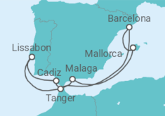 Reiseroute der Kreuzfahrt  10 Nächte - Sonniges Iberien und Marokko - ab/bis Palma - Mein Schiff
