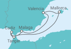 Reiseroute der Kreuzfahrt  7 Nächte - Südspanien für Genießer - ab/bis Palma - Mein Schiff