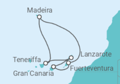 Reiseroute der Kreuzfahrt  7 Nächte - Kanaren mit Madeira - ab/bis Las Palmas - mit Flug - Mein Schiff