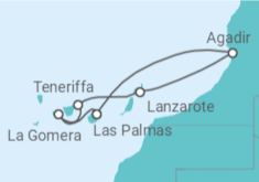 Reiseroute der Kreuzfahrt  7 Nächte - Kanaren mit Marokko - ab/bis Las Palmas - mit Flug - Mein Schiff