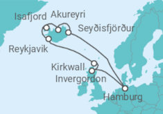 Reiseroute der Kreuzfahrt  Vulkane, Wasserfälle und Trolle Alles Inklusive - Costa Kreuzfahrten