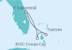 Reiseroute der Kreuzfahrt  Bahamas - MSC Cruises