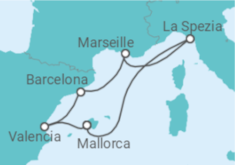 Reiseroute der Kreuzfahrt  7 Nächte - Jahreswechsel vor historischen Kulissen - ab/bis Palma - mit Flug - Mein Schiff