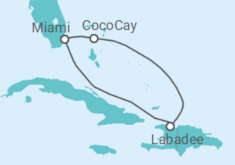 Reiseroute der Kreuzfahrt  USA - Royal Caribbean