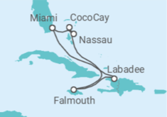 Reiseroute der Kreuzfahrt  Bahamas, Jamaika - Royal Caribbean
