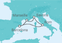 Reiseroute der Kreuzfahrt  Frankreich, Spanien, Italien Alles Inklusive - Costa Kreuzfahrten