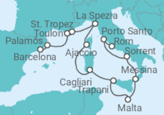 Reiseroute der Kreuzfahrt  Von Barcelona nach Civitavecchia (Rom) - Oceania Cruises