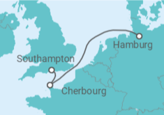 Reiseroute der Kreuzfahrt  Frankreich - Cunard