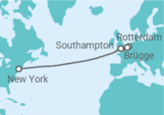 Reiseroute der Kreuzfahrt  Vereinigtes Königreich, Niederlande, Belgien - Cunard
