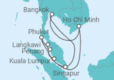 Reiseroute der Kreuzfahrt  Malaysia, Thailand & Vietnam - Princess Cruises