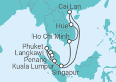 Reiseroute der Kreuzfahrt  Malaysia, Thailand & Vietnam with Halong Bay - Princess Cruises
