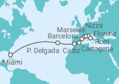 Reiseroute der Kreuzfahrt  Portugal, Spanien, Frankreich, Italien - Oceania Cruises