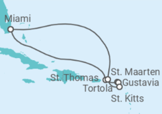 Reiseroute der Kreuzfahrt  Amerikanische Jungferninseln, Sint Maarten, Guadeloupe, Britische Jungferninseln - Oceania Cruises