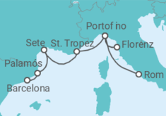 Reiseroute der Kreuzfahrt  Spanien, Frankreich, Italien - Oceania Cruises
