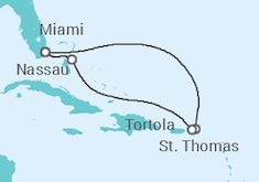 Reiseroute der Kreuzfahrt  Britische Jungferninseln, Amerikanische Jungferninseln, Bahamas - Oceania Cruises