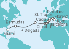 Reiseroute der Kreuzfahrt  Von Miami nach Civitavecchia (Rom) - Oceania Cruises