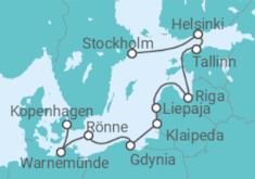 Reiseroute der Kreuzfahrt  Von Kopenhagen (Dänemark) nach Stockholm (Schweden) - Oceania Cruises