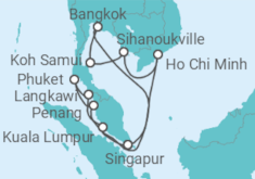 Reiseroute der Kreuzfahrt  Southeast Asia with Malaysia,  Thailand & Vietnam - Princess Cruises