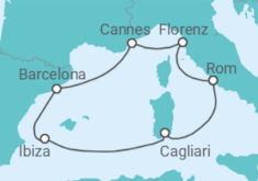 Reiseroute der Kreuzfahrt  Frankreich, Spanien, Italien - MSC Cruises