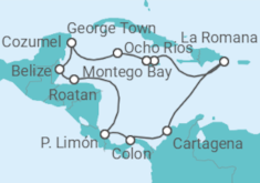 Reiseroute der Kreuzfahrt  14 Nächte - Best of Mittelamerika - ab/bis La Romana - Mein Schiff