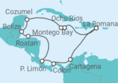 Reiseroute der Kreuzfahrt  14 Nächte - Best of Mittelamerika - ab/bis La Romana - Mein Schiff