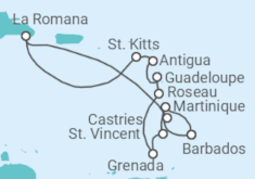 Reiseroute der Kreuzfahrt  14 Nächte - Karibische Inseln - ab/bis Bridgetown - Mein Schiff