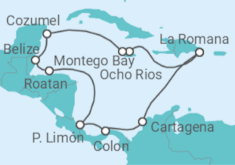 Reiseroute der Kreuzfahrt  14 Nächte - Best of Mittelamerika - ab/bis La Romana - mit Flug - Mein Schiff