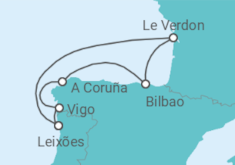 Reiseroute der Kreuzfahrt  7 Nächte - Sommerzeit an der Westküste mit Bilbao - ab/bis Leixoes (Porto) - Mein Schiff