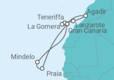 Reiseroute der Kreuzfahrt  14 Nächte - Kanaren mit Kapverden - ab/bis Las Palmas - mit Flug - Mein Schiff