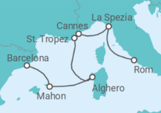 Reiseroute der Kreuzfahrt  A Journey through Sparkling Bays & Riviera Radiance - Explora Journeys