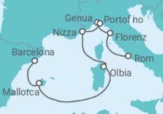 Reiseroute der Kreuzfahrt  A Journey through Renaissance Scenes & Mediterranean Tranquillity - Explora Journeys
