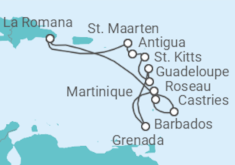 Reiseroute der Kreuzfahrt  14 Nächte - Festtage in der Karibik - ab/bis Bridgetown - mit Flug - Mein Schiff