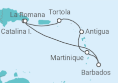 Reiseroute der Kreuzfahrt  Barbados, Martinique, Antigua Und Barbuda, Britische Jungferninseln Alles Inklusive - MSC Cruises