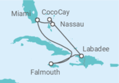 Reiseroute der Kreuzfahrt  Bahamas, Jamaika - Royal Caribbean