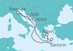 Reiseroute der Kreuzfahrt  Montenegro, Griechenland, Kroatien - Royal Caribbean