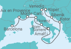 Reiseroute der Kreuzfahrt  BEST OF THE MEDITERRANEAN CRUISE: MONTE CARLO, FLORENCE & VENICE - Azamara